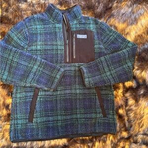 Vineyard Vines Blackwatch Plaid Sherpa Quater-Zip Jacket